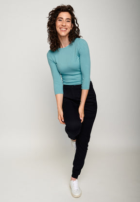 Island Blue: Sportliches Longsleeve aus LENZING™ TENCEL™ Mix für Damen [5877]