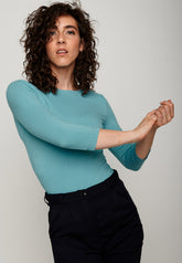 Island Blue: Sportliches Longsleeve aus LENZING™ TENCEL™ Mix für Damen [5878]