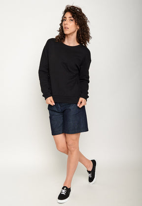 Black: Gemütliches Sweatshirt aus Bio-Baumwolle für Damen [6068]