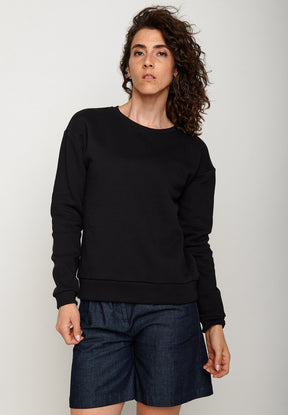 Black: Gemütliches Sweatshirt aus Bio-Baumwolle für Damen [6069]