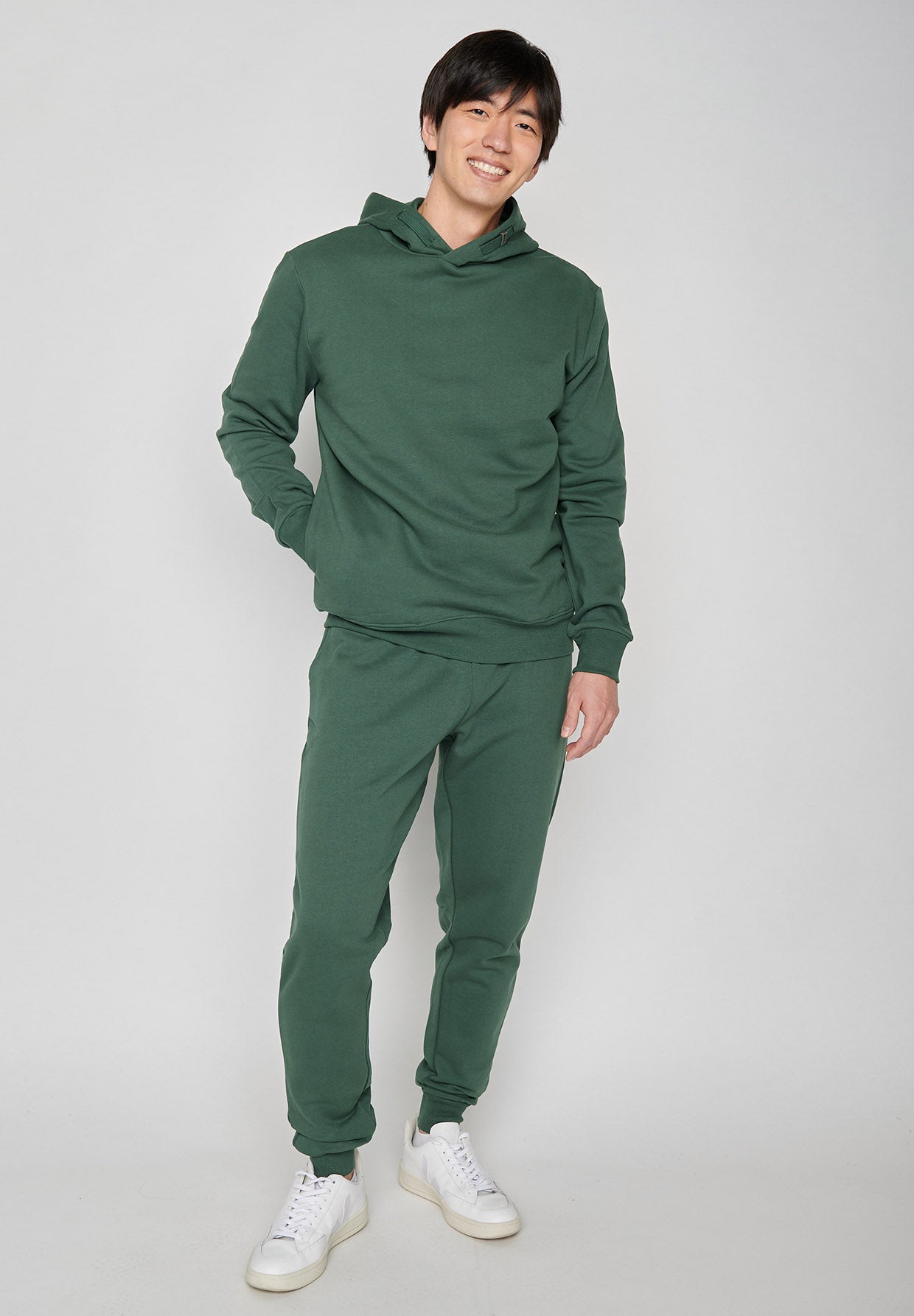 Bottle Green: Kuschliger Hoodie aus Bio-Baumwolle für Herren [606]