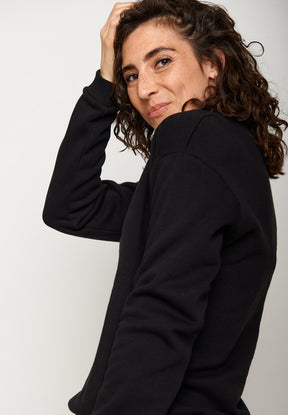 Black: Gemütliches Sweatshirt aus Bio-Baumwolle für Damen [6072]