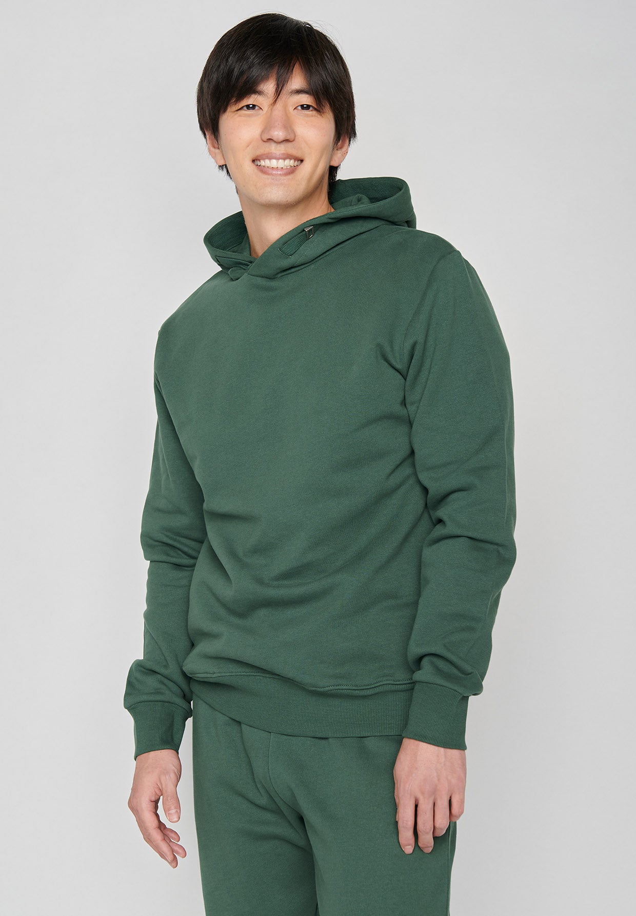 Bottle Green: Kuschliger Hoodie aus Bio-Baumwolle für Herren [607]