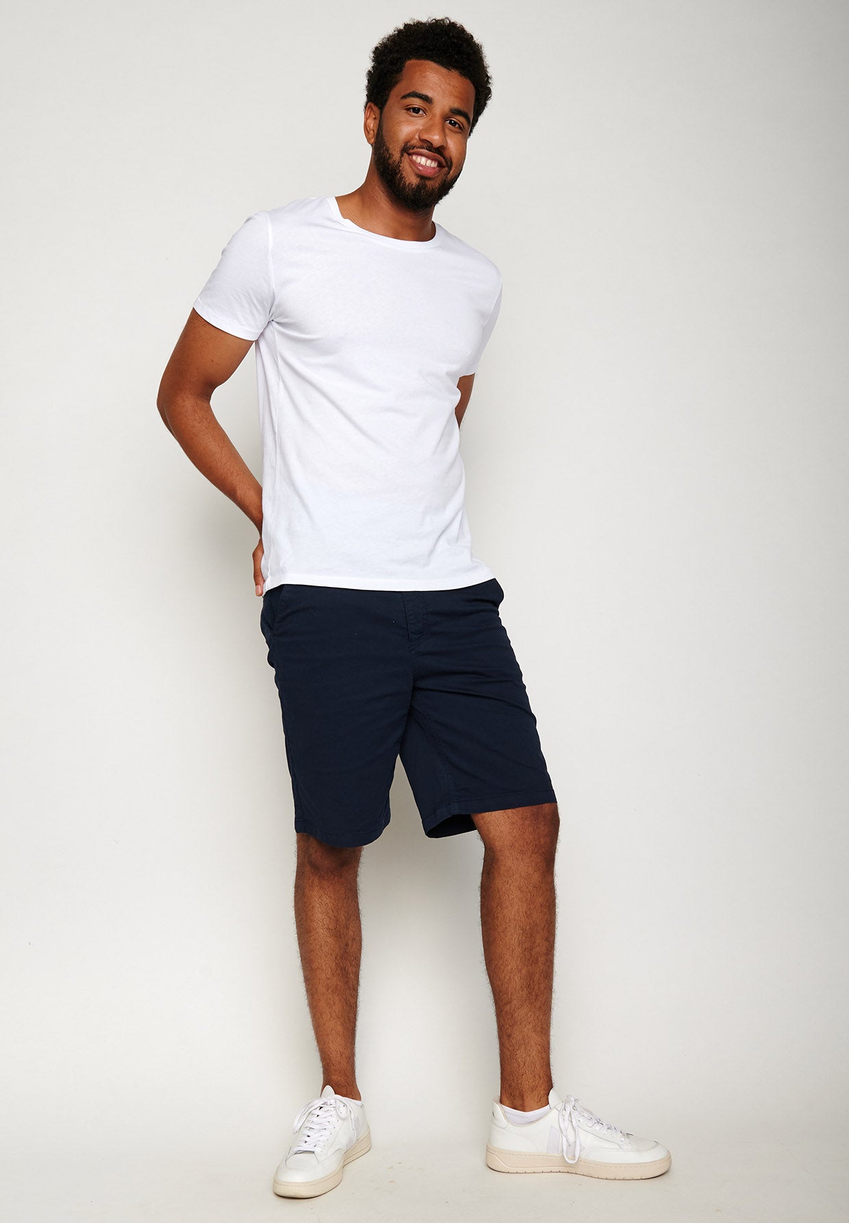 Navy: Sommerliche Hose aus Bio-Baumwoll Mix für Herren [6238]
