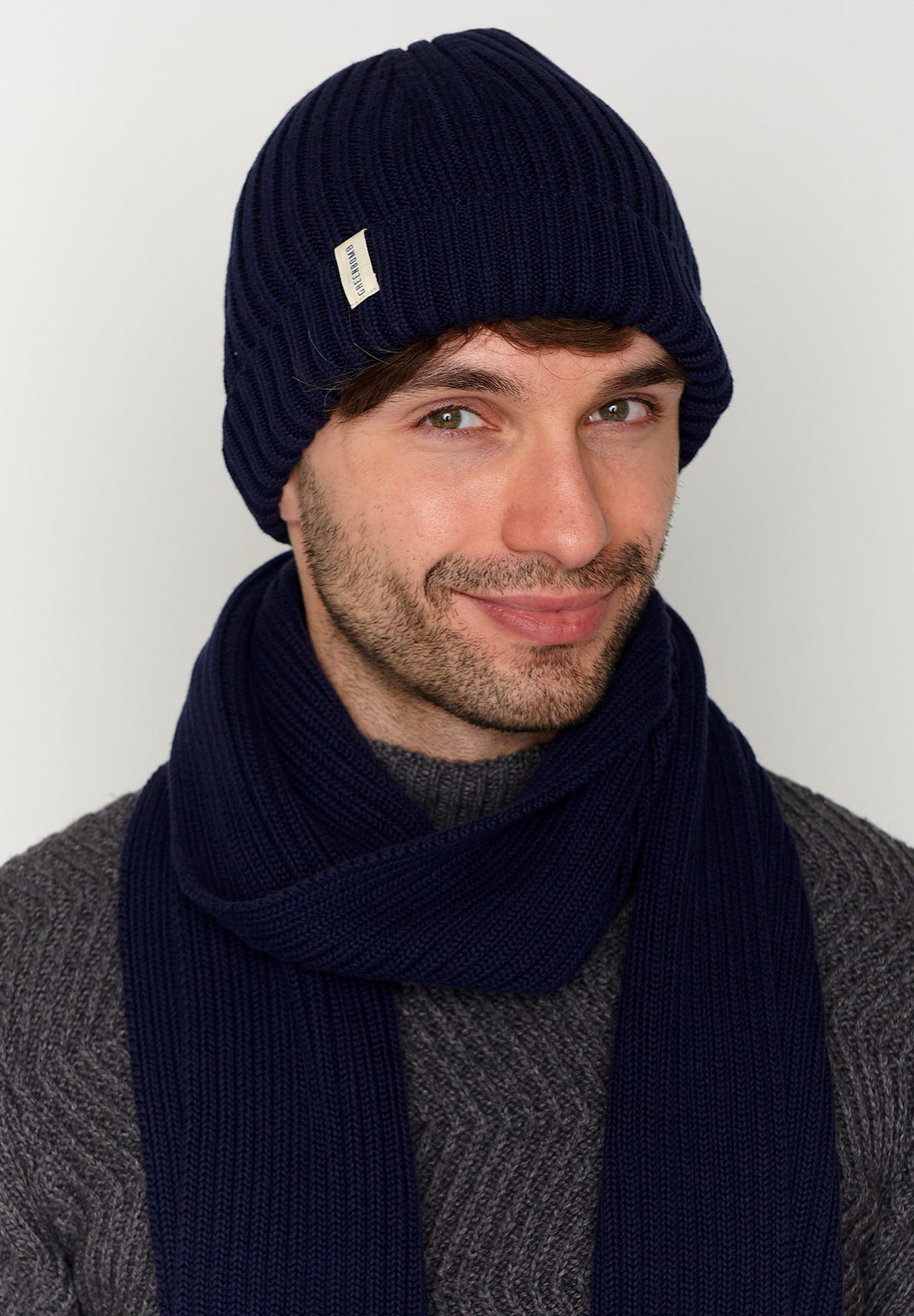 Navy: Wärmende Mütze aus Bio-Baumwolle für Unisex [644]
