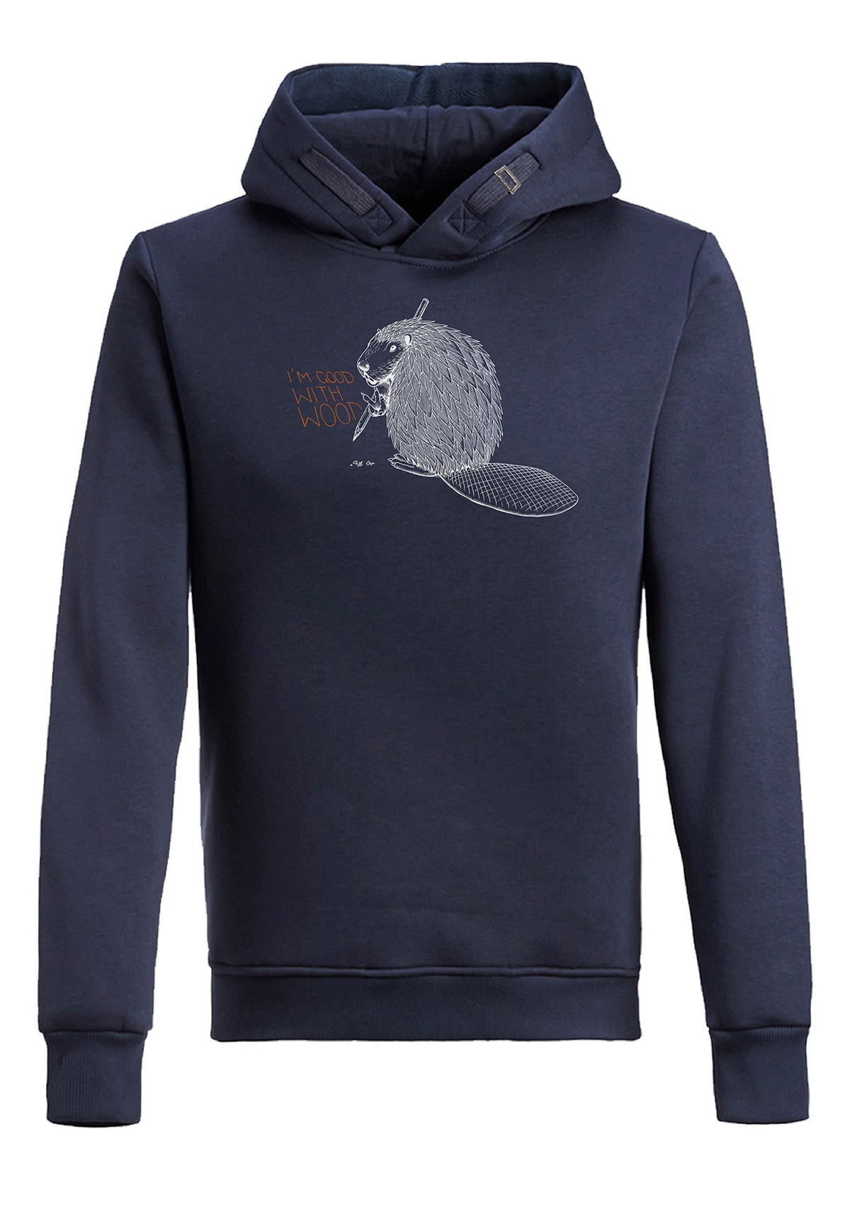 Navy: Kuschliger Hoodie aus Bio-Baumwolle für Herren [6466]