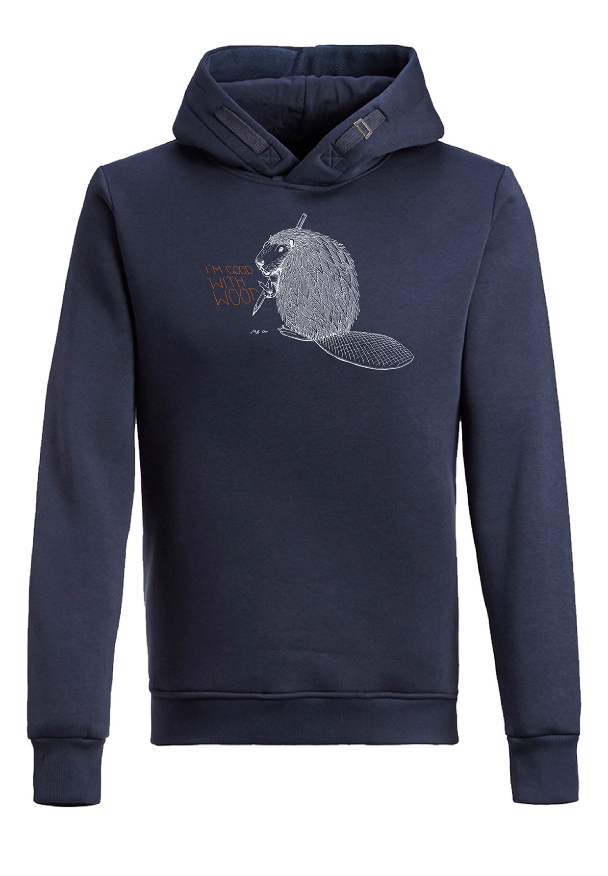 Navy: Kuschliger Hoodie aus Bio-Baumwolle für Herren [6466]