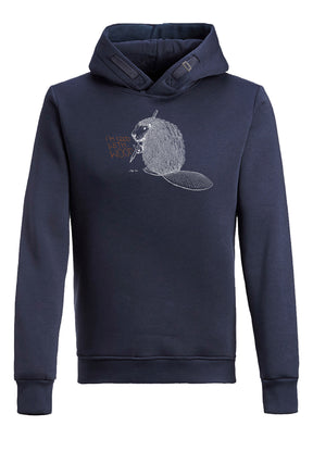 Navy: Kuschliger Hoodie aus Bio-Baumwolle für Herren [6466]