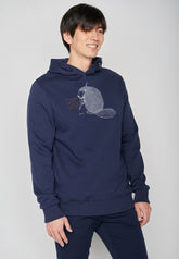 Navy: Kuschliger Hoodie aus Bio-Baumwolle für Herren [6468]