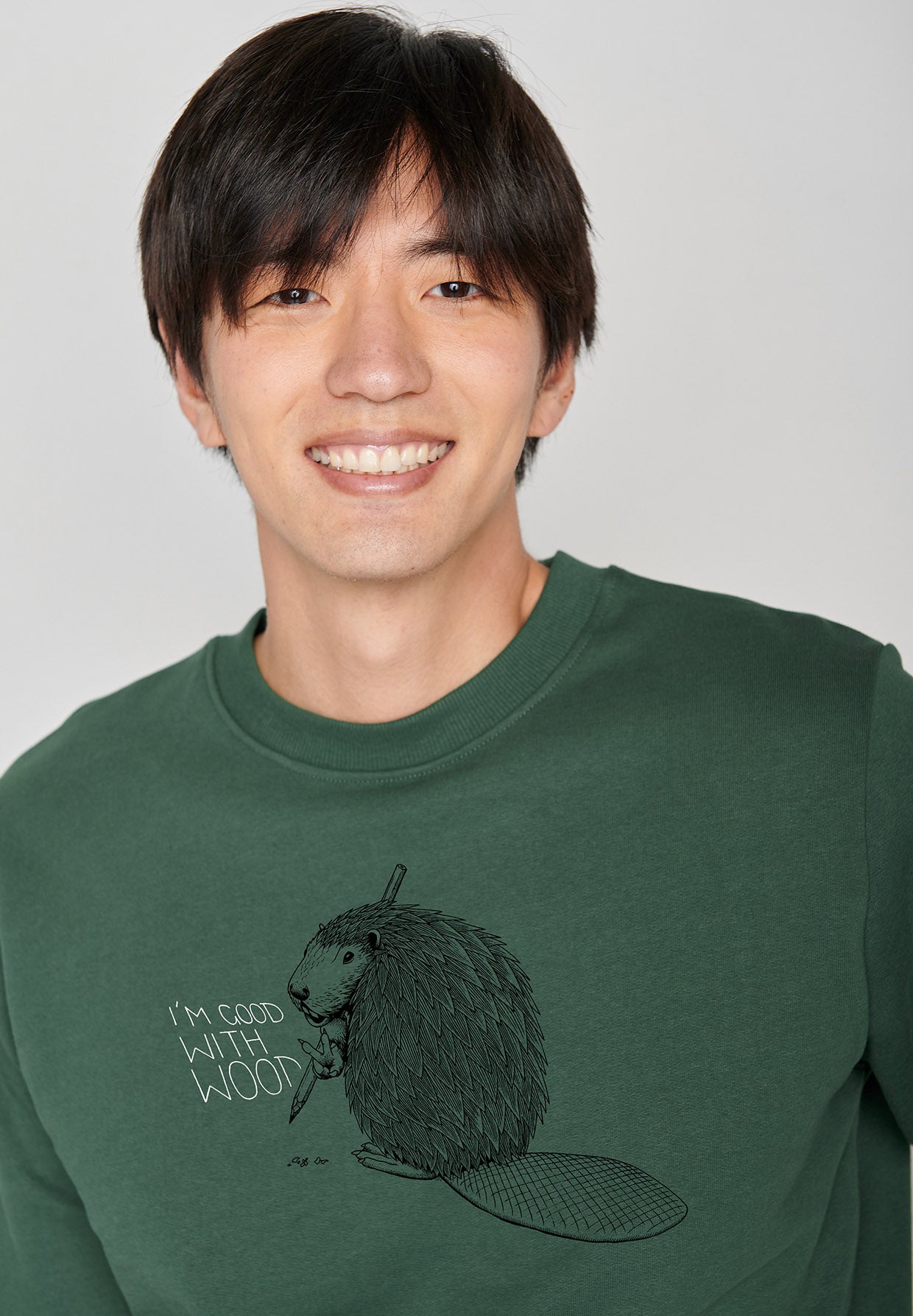 Bottle Green: Gemütliches Sweatshirt aus Bio-Baumwolle für Herren [6474]