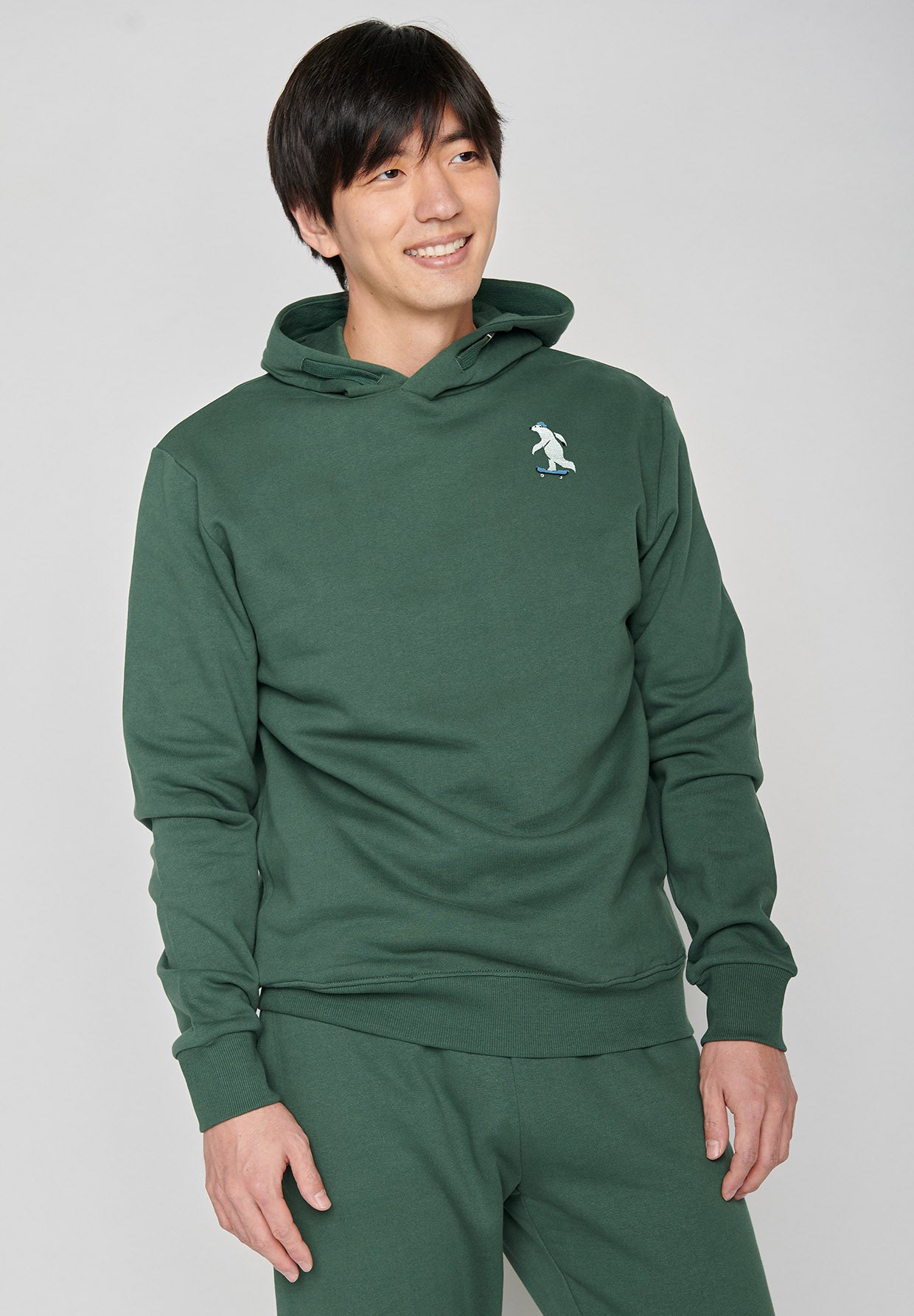 Bottle Green: Kuschliger Hoodie aus Bio-Baumwolle für Herren [6502]