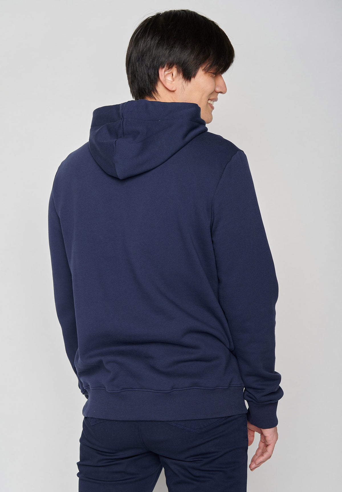 Navy: Kuschliger Hoodie aus Bio-Baumwolle für Herren [6556]