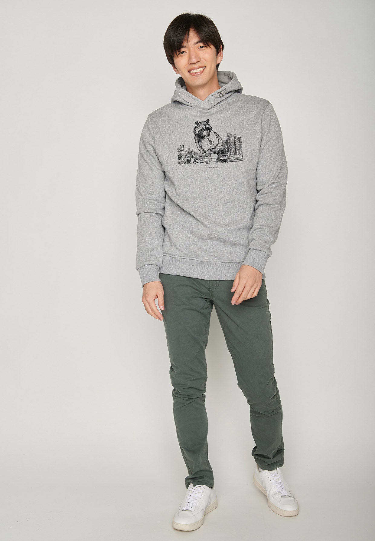 Heather Grey: Kuschliger Hoodie aus Bio-Baumwolle für Herren [6571]