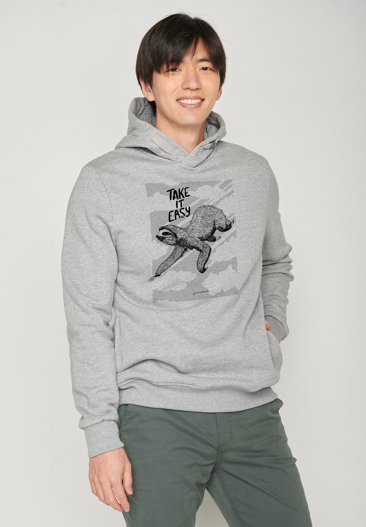 Heather Grey: Kuschliger Hoodie aus Bio-Baumwolle für Herren [6604]