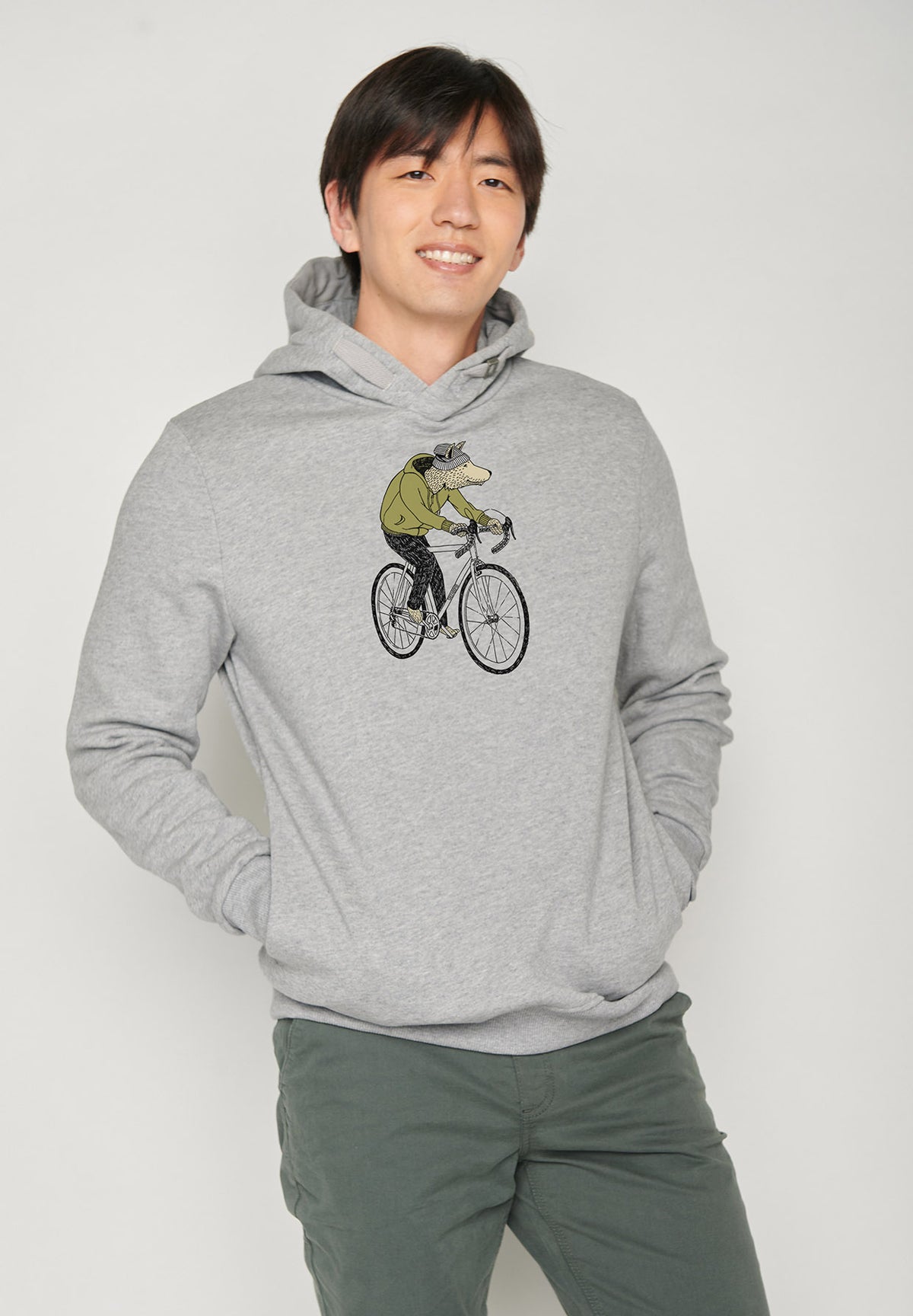 Heather Grey: Kuschliger Hoodie aus Bio-Baumwolle für Herren [6621]