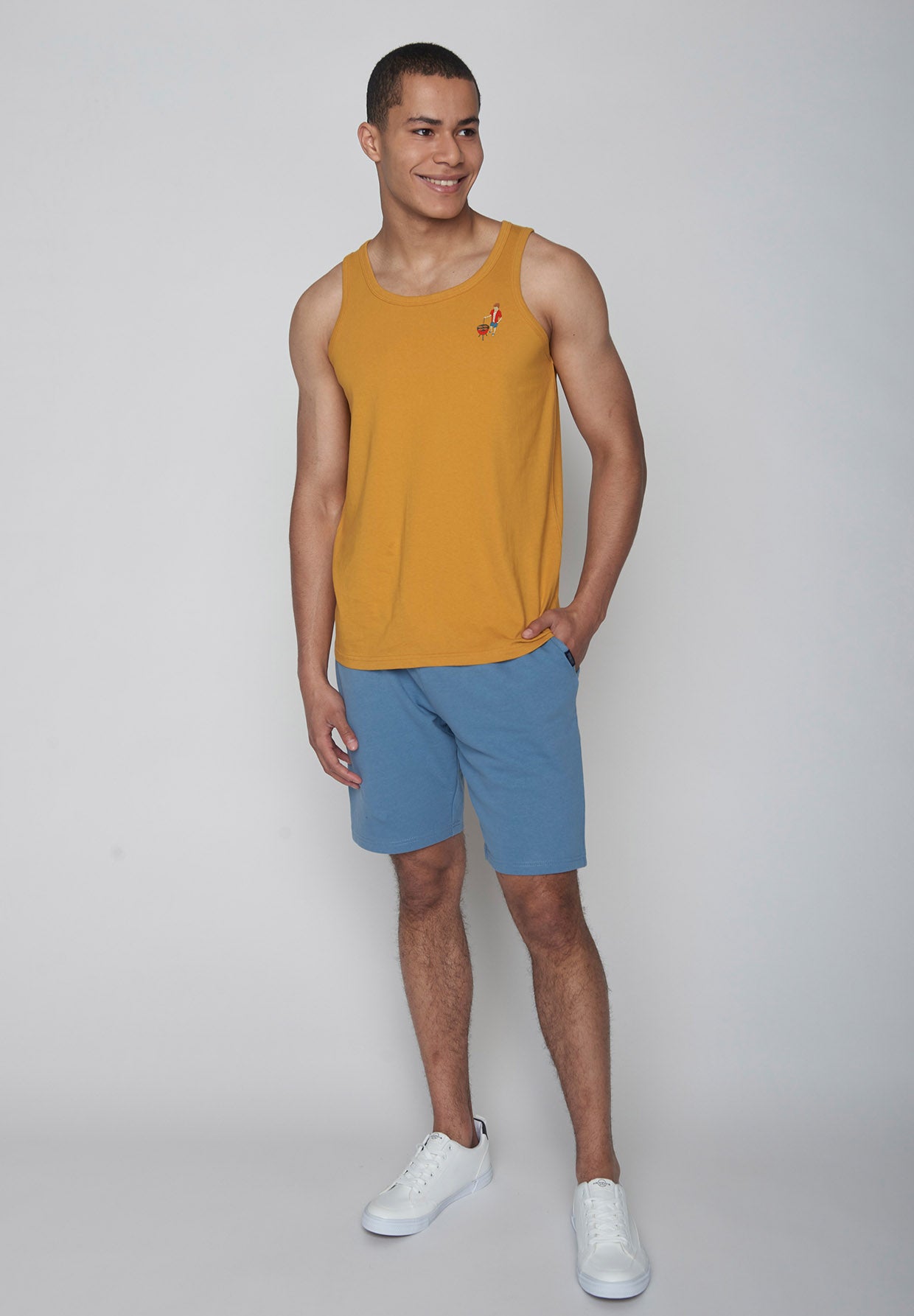 Gelber Sommerliches Tanktop aus Bio-Baumwolle für Herren (3)