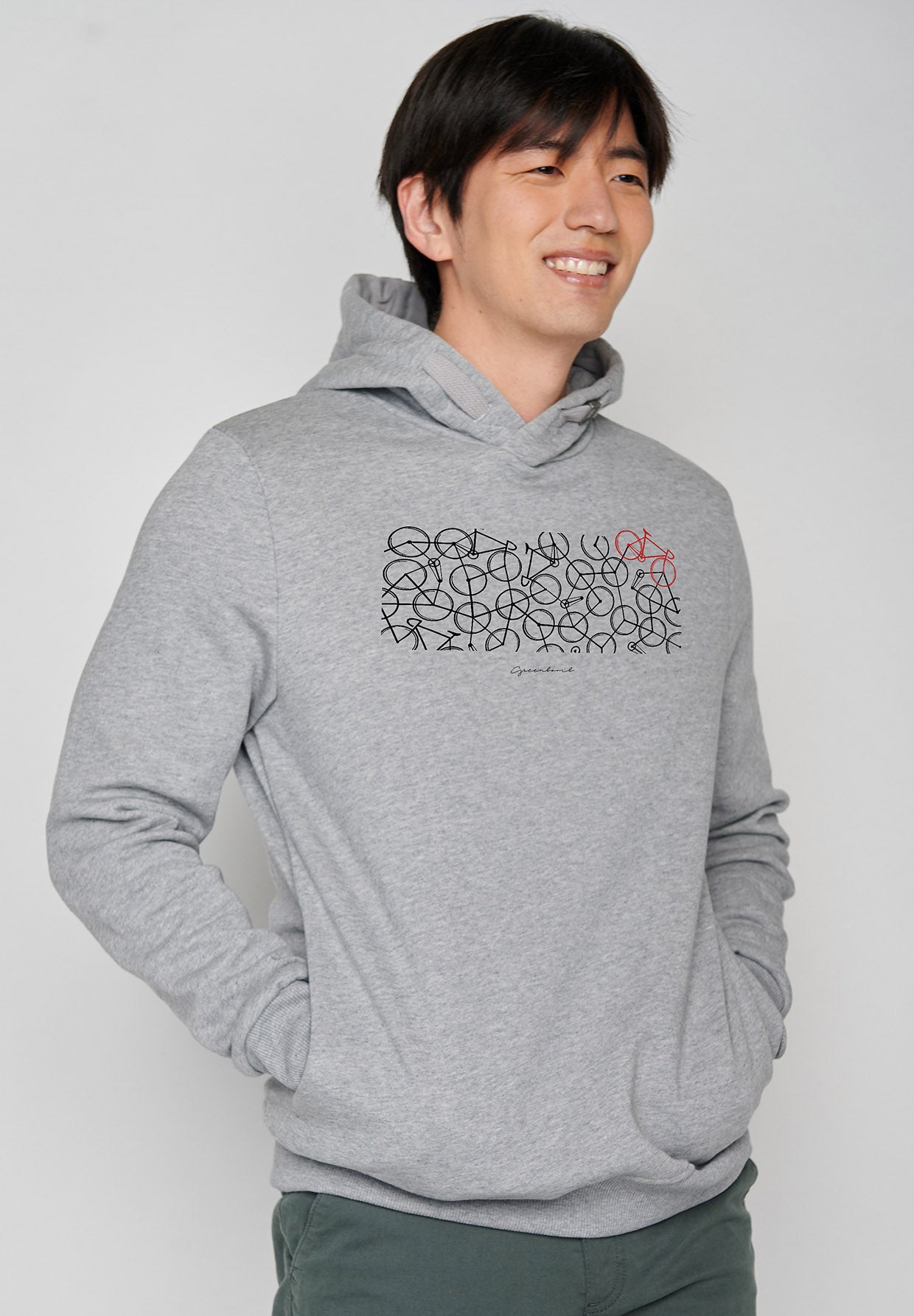 Heather Grey: Kuschliger Hoodie aus Bio-Baumwolle für Herren [6668]