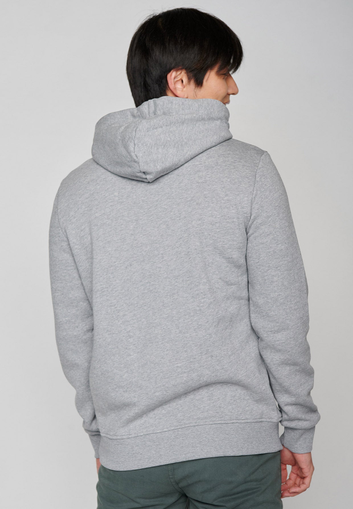 Heather Grey: Kuschliger Hoodie aus Bio-Baumwolle für Herren [6670]