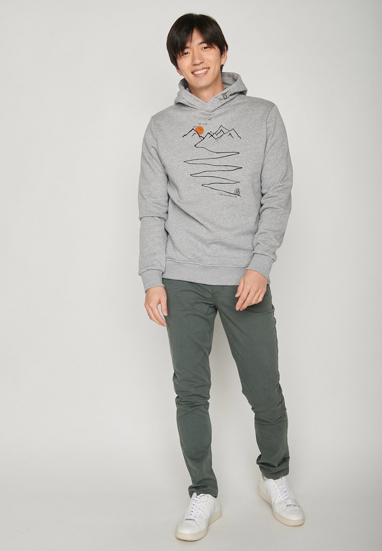 Heather Grey: Kuschliger Hoodie aus Bio-Baumwolle für Herren [6743]
