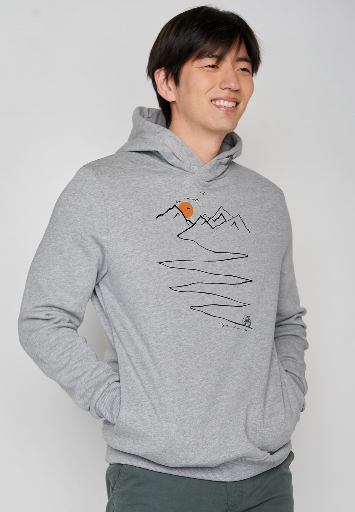 Heather Grey: Kuschliger Hoodie aus Bio-Baumwolle für Herren [6744]