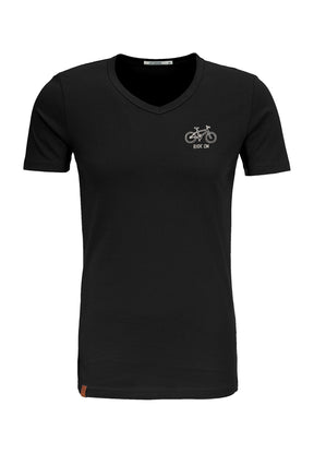 Black: Lässiges T-Shirt aus Bio-Baumwolle für Herren [6758]