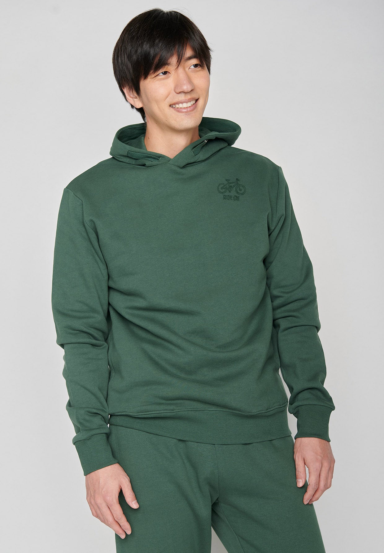 Bottle Green: Kuschliger Hoodie aus Bio-Baumwolle für Herren [6783]