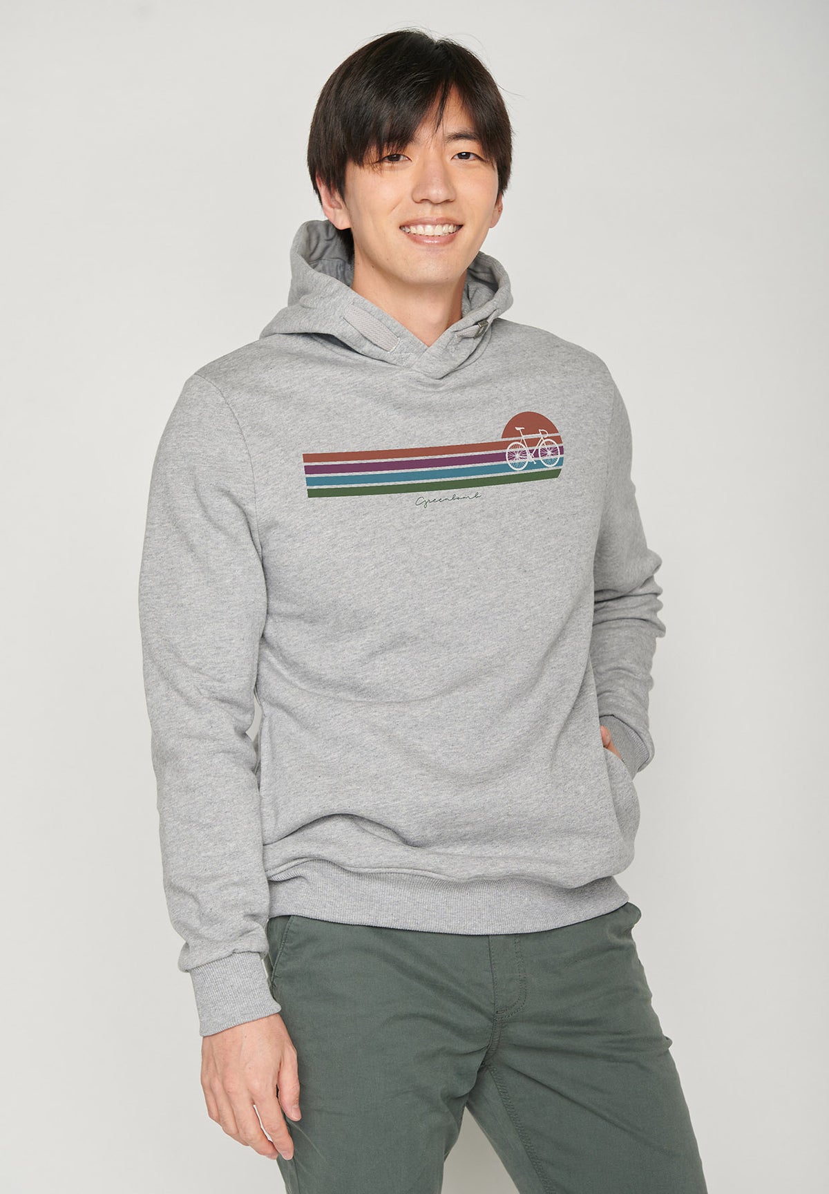Heather Grey: Kuschliger Hoodie aus Bio-Baumwolle für Herren [6864]