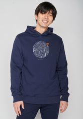 Navy: Kuschliger Hoodie aus Bio-Baumwolle für Herren [6890]