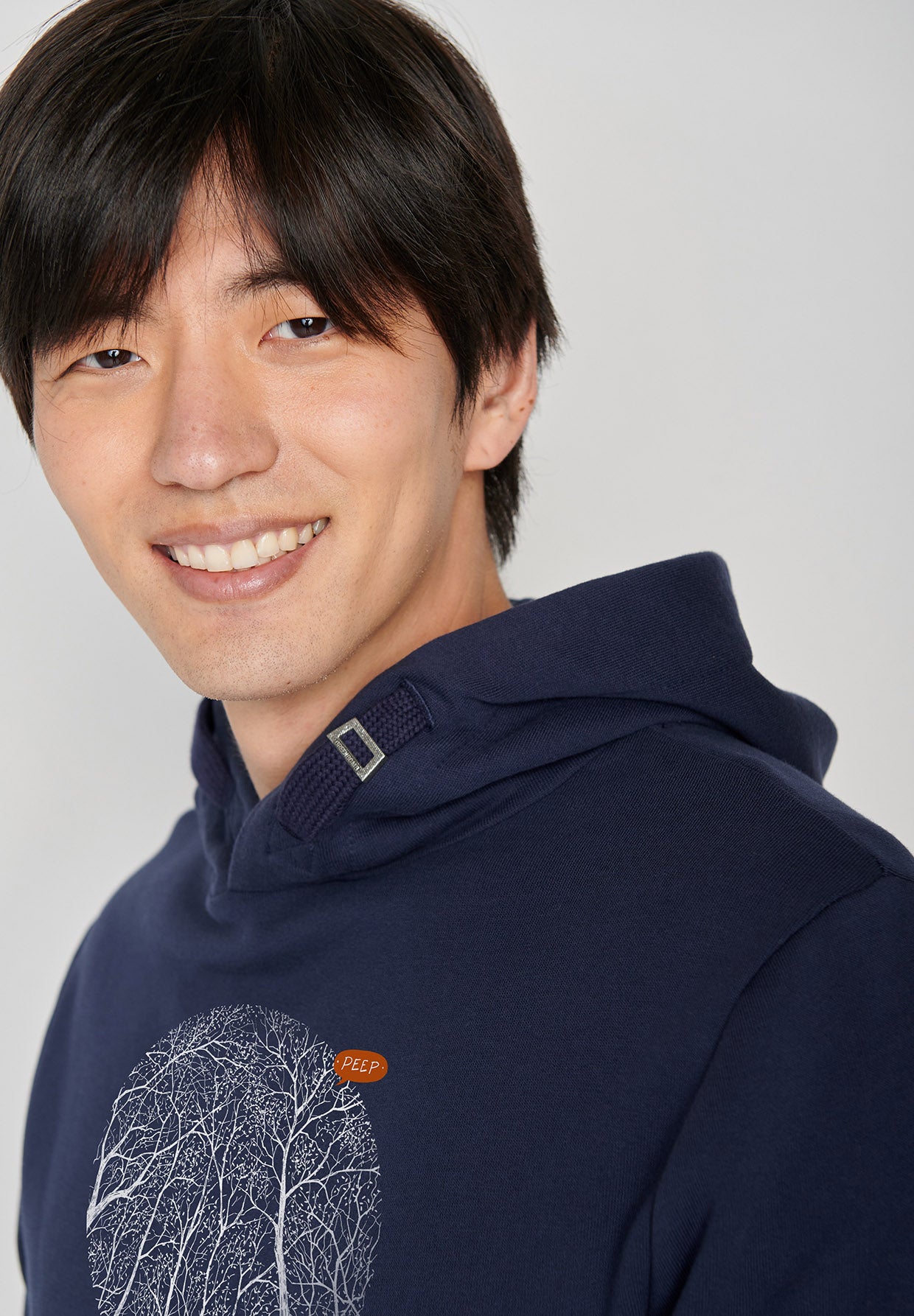 Navy: Kuschliger Hoodie aus Bio-Baumwolle für Herren [6891]