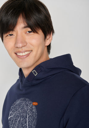 Navy: Kuschliger Hoodie aus Bio-Baumwolle für Herren [6891]
