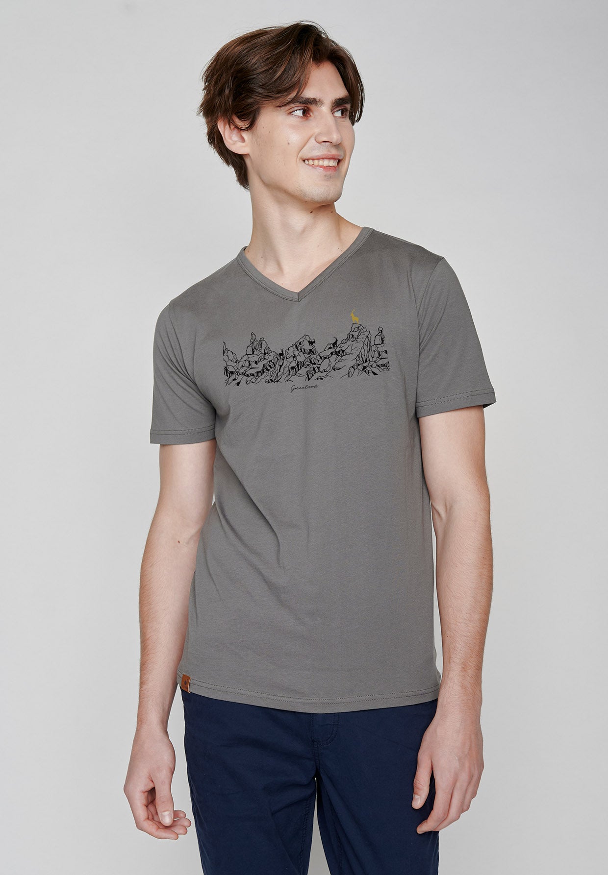Shadow Grey: Lässiges T-Shirt aus Bio-Baumwolle für Herren [6915]