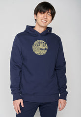 Navy: Kuschliger Hoodie aus Bio-Baumwolle für Herren [6972]