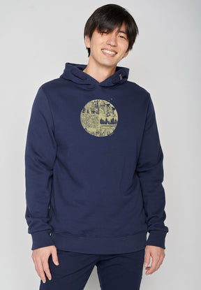Navy: Kuschliger Hoodie aus Bio-Baumwolle für Herren [6972]
