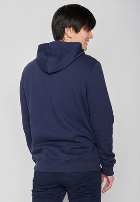 Navy: Kuschliger Hoodie aus Bio-Baumwolle für Herren [6975]