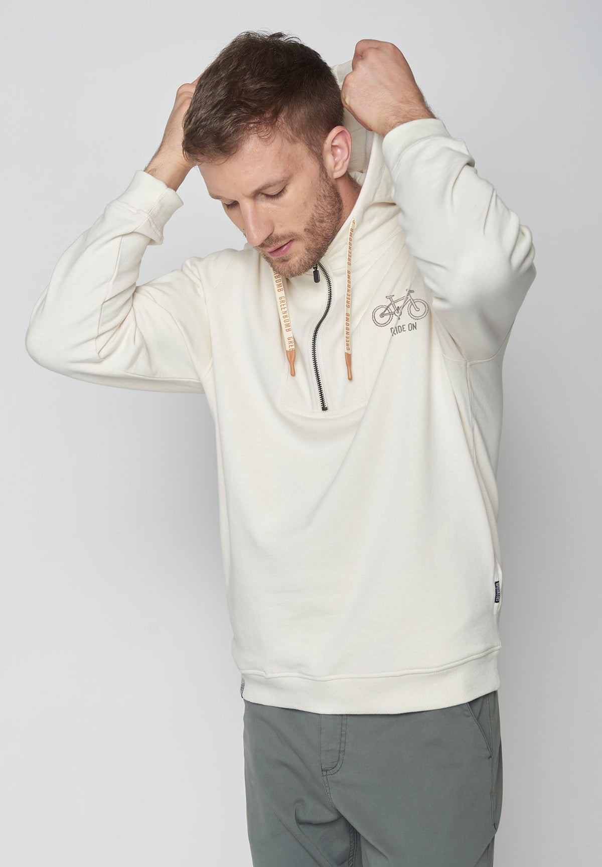 Weißer Lässiger Half-Zip aus Bio-Baumwolle für Herren (1)