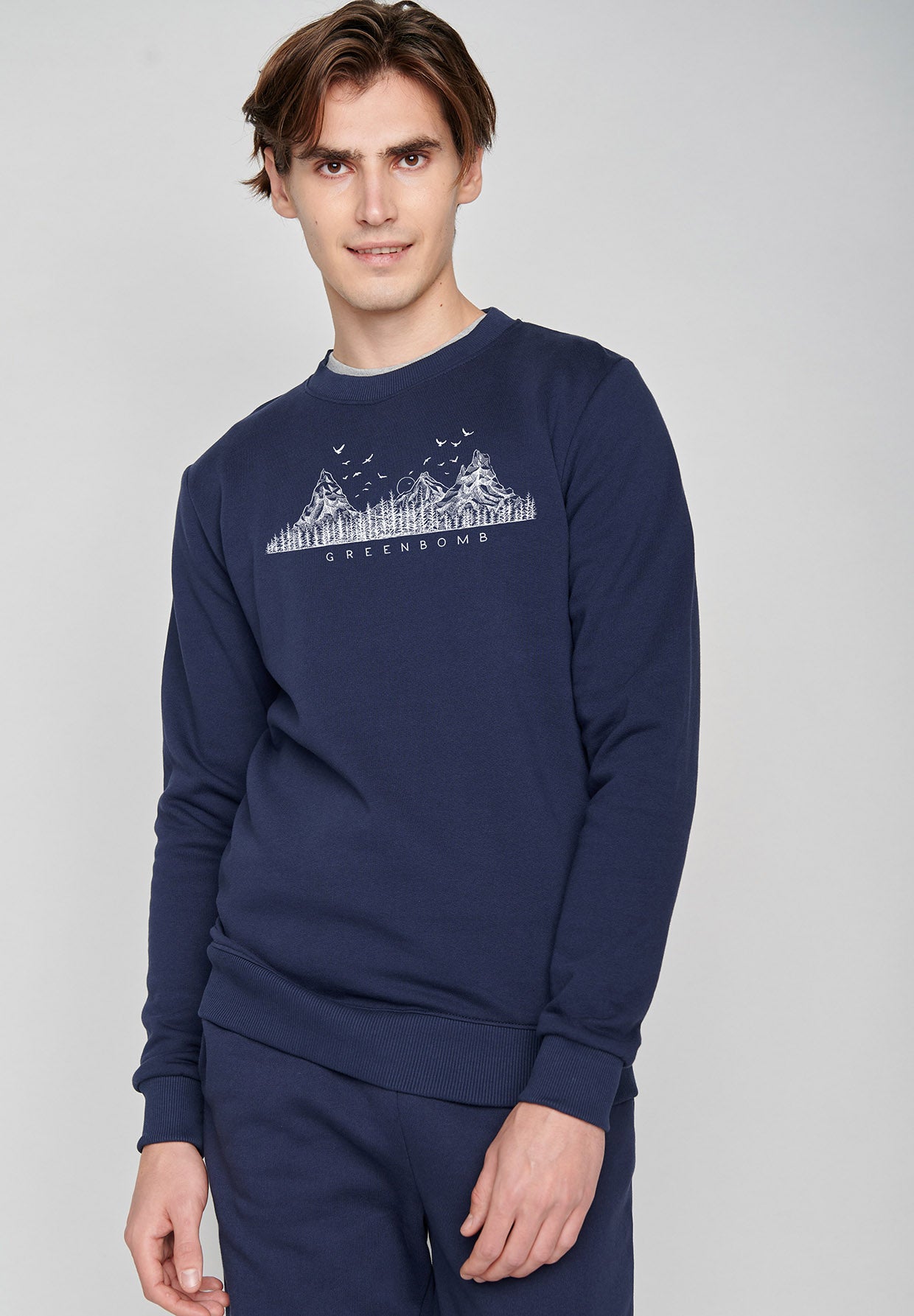 Navy: Gemütliches Sweatshirt aus Bio-Baumwolle für Herren [7001]