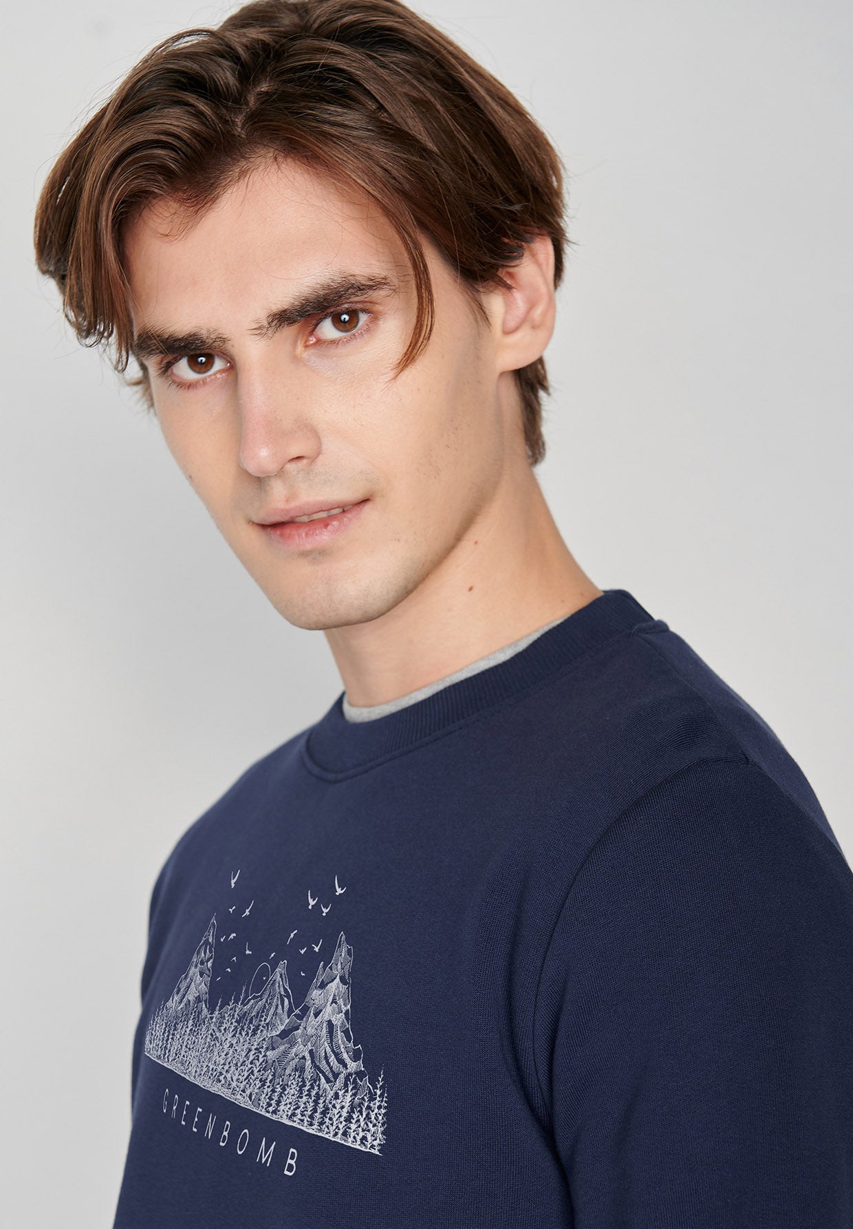 Navy: Gemütliches Sweatshirt aus Bio-Baumwolle für Herren [7002]