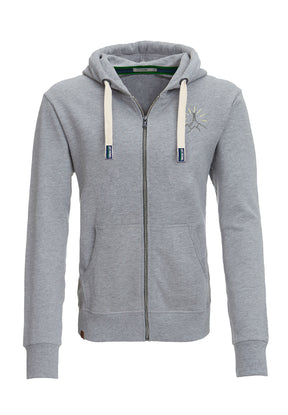 Heather Grey: Entspannte Zipjacke aus Bio-Baumwolle für Herren [7028]