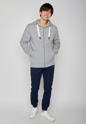 Heather Grey: Entspannte Zipjacke aus Bio-Baumwolle für Herren [7031]
