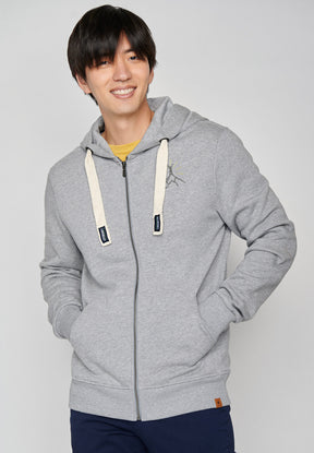 Heather Grey: Entspannte Zipjacke aus Bio-Baumwolle für Herren [7032]