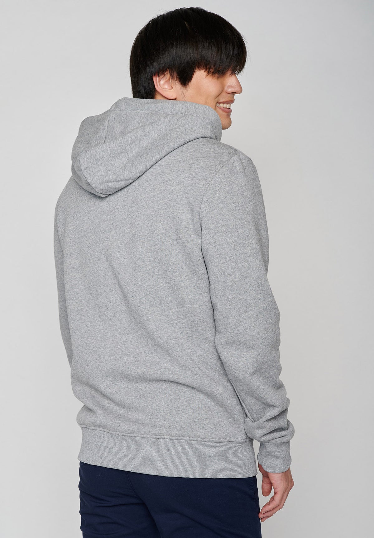 Heather Grey: Entspannte Zipjacke aus Bio-Baumwolle für Herren [7033]