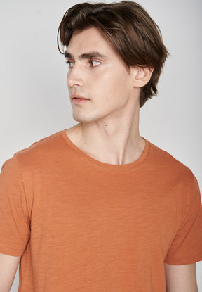Burned Orange: Sportliches T-Shirt aus Bio-Baumwolle für Herren [7107]