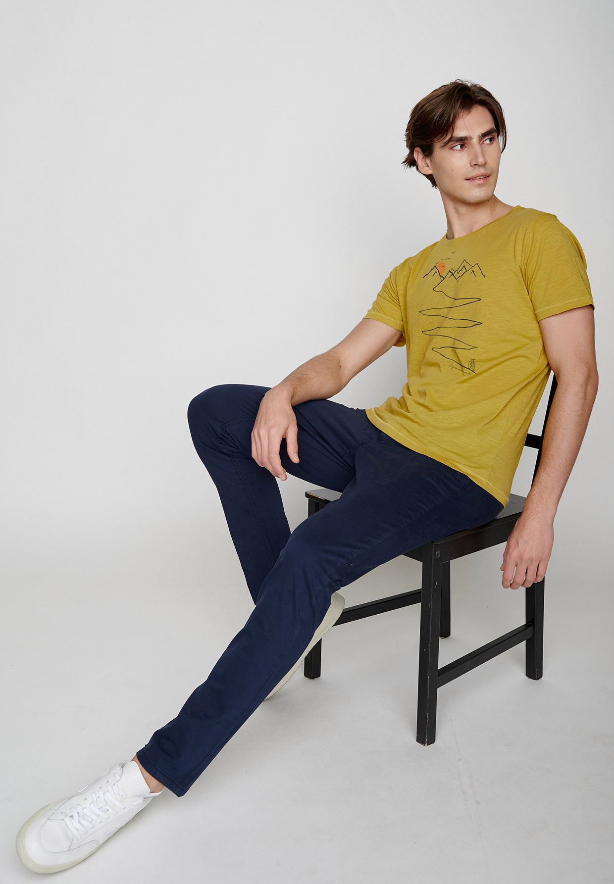Gelb:  Lässiges T-Shirt aus Bio-Baumwolle für Herren [7169]