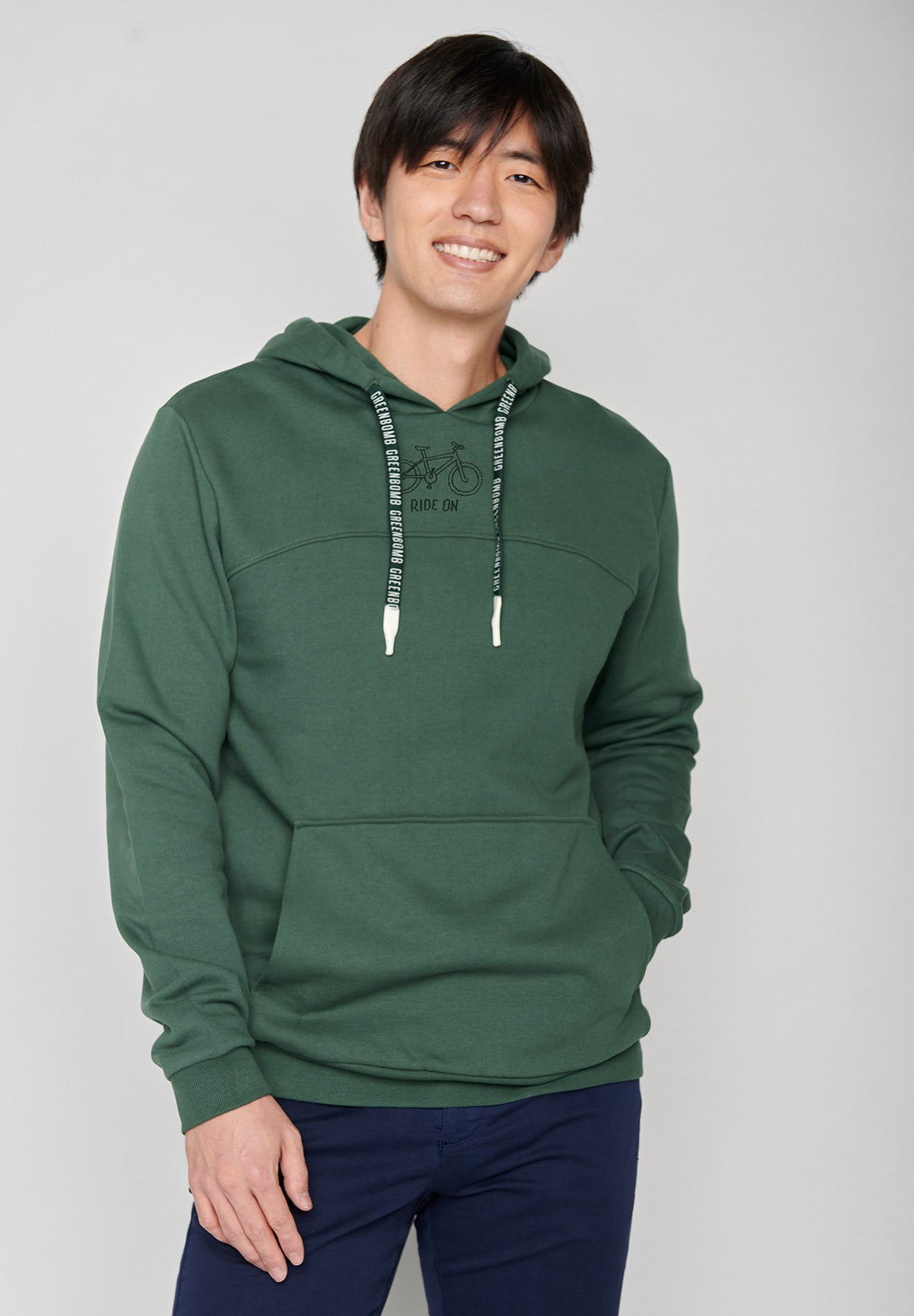 Bottle Green: Lässiger Hoodie aus Bio-Baumwolle für Herren [7174]