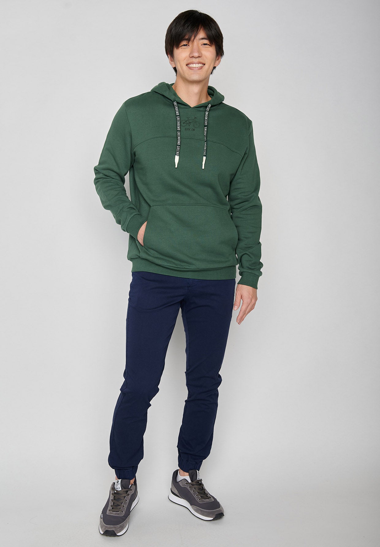 Bottle Green: Lässiger Hoodie aus Bio-Baumwolle für Herren [7175]