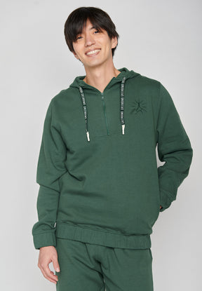 Bottle Green: Lässiger Half-Zip aus Bio-Baumwolle für Herren [7195]