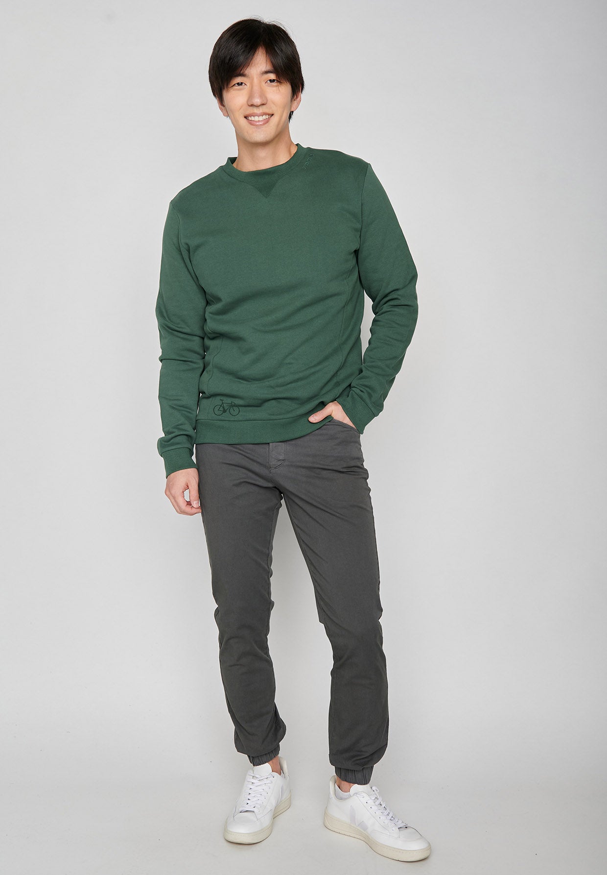 Bottle Green: Lässiges Sweatshirt aus Bio-Baumwolle für Herren [7212]