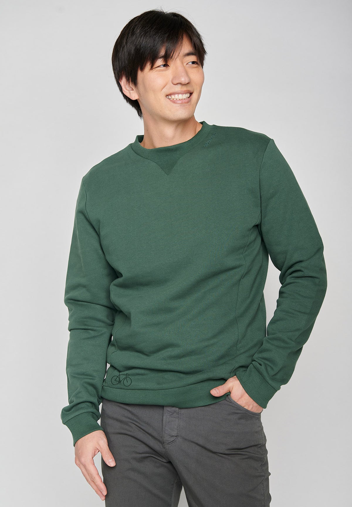 Bottle Green: Lässiges Sweatshirt aus Bio-Baumwolle für Herren [7213]