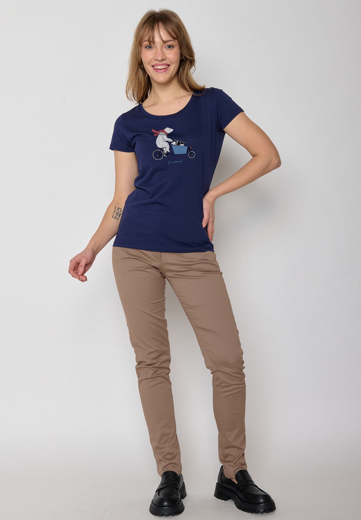 Blauer Lässiges T-Shirt aus Bio-Baumwolle für Damen (3)