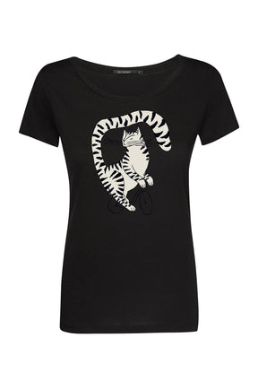 Black: Sportliches T-Shirt aus Bio-Baumwolle für Damen [7300]